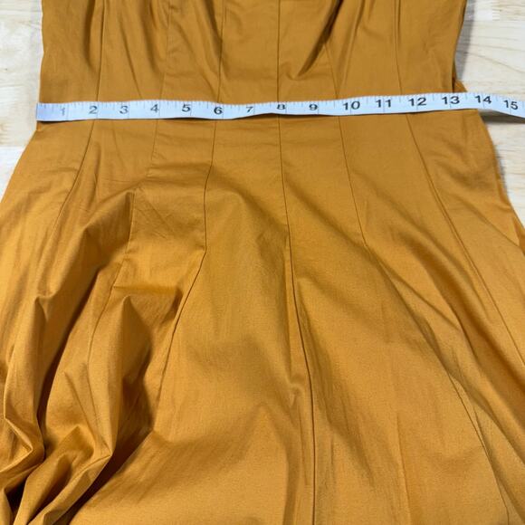 Staud Wells Maxi Stretch Cotton Fit & Flare Dress Honey Orange Size 8 Poplin - Picture 6 of 14
